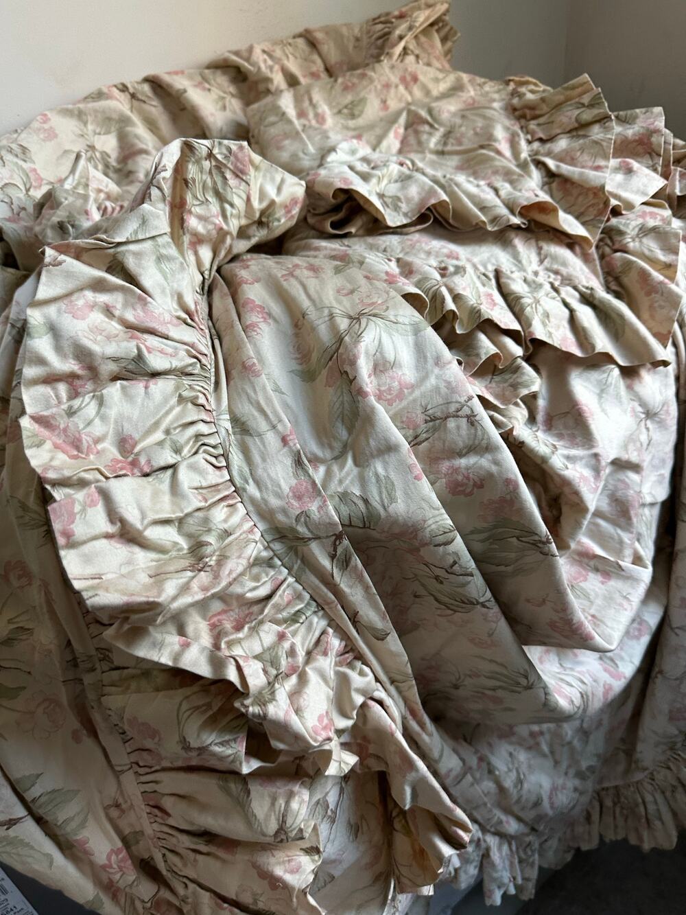 RALPH LAUREN Reine Floral Sateen king duvet cover+3 euro shams set 4 Ruffled